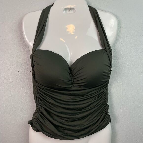 NWOT La Blanca Green Tankini Swim Top Size 6 - Picture 1 of 4